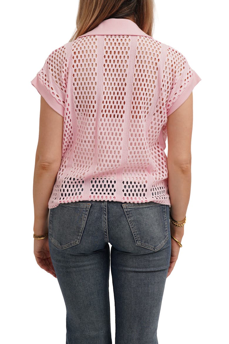 Open Stitch Knit Quarter Zip Top, Alternate, color, LIGHT PINK