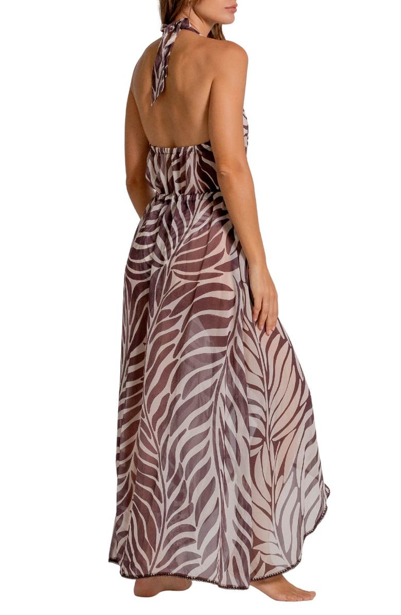 Cosita Linda Print Halter Cover-Up Maxi Dress, Alternate, color, Vanilla Custard