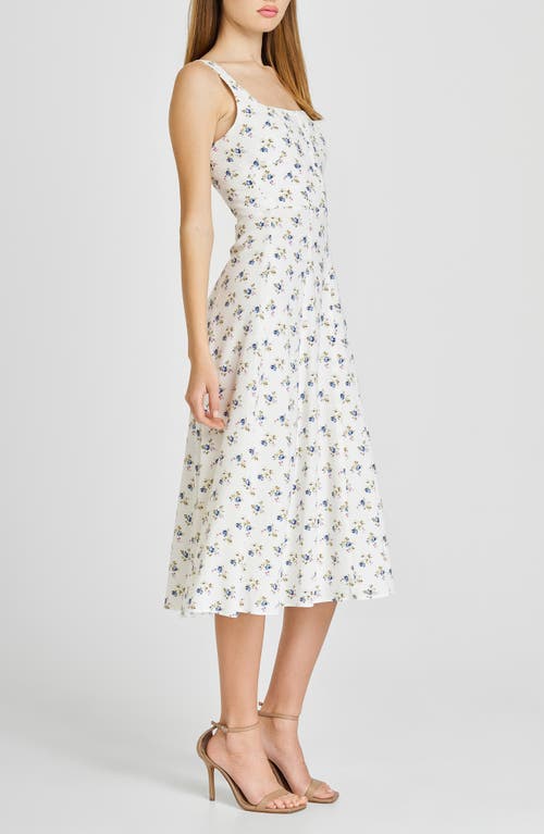 Wayf Leonie Floral Crepe Midi Dress In Ivory Ditsy
