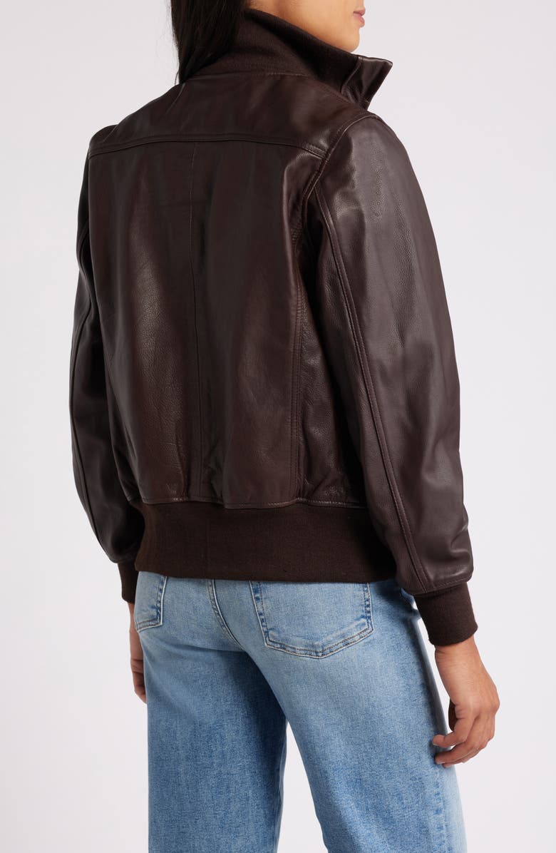 Schott NYC Leather Flight Jacket, Alternate, color, Brown