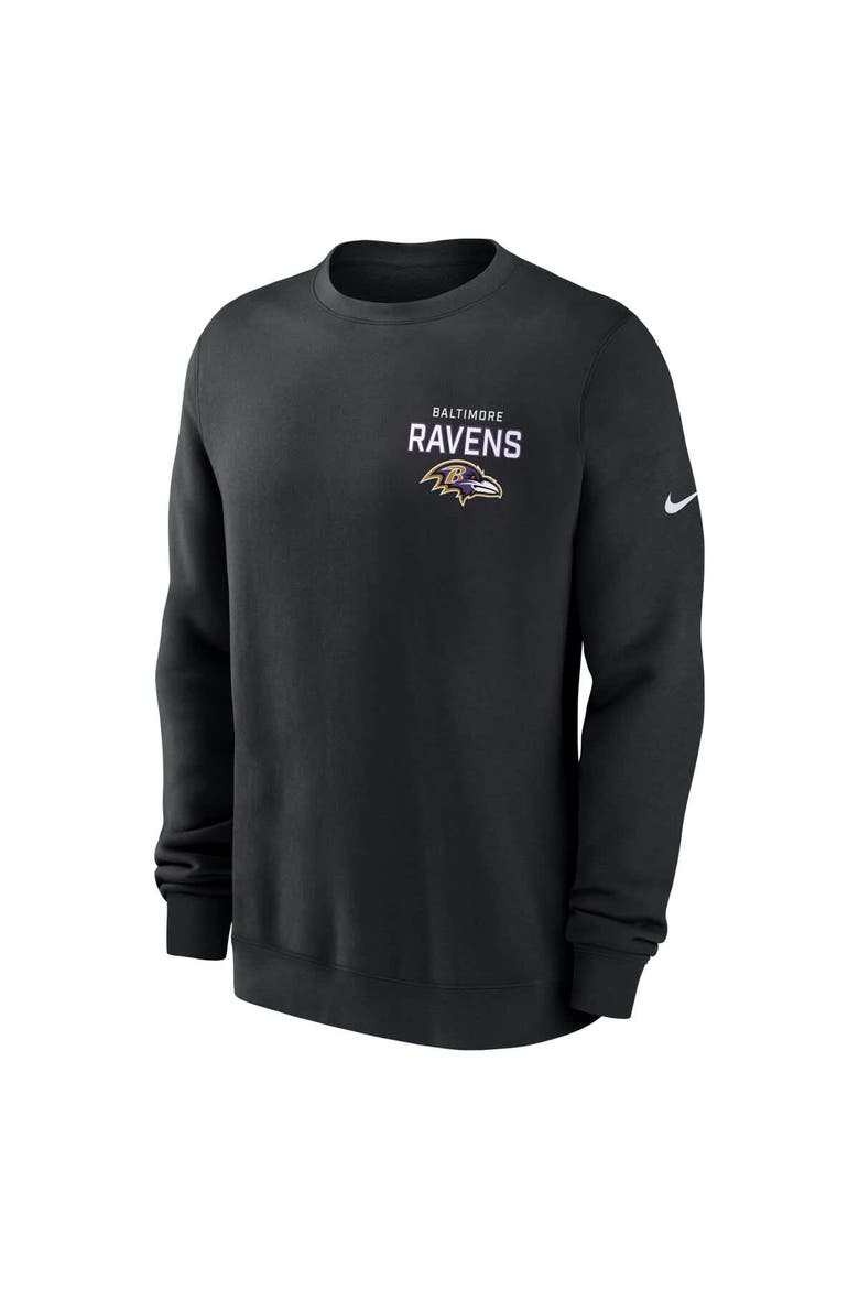 Men's Nike Black Baltimore Ravens Primetime Club Fleece Pullover Sweatshirt, Alternate, color, Black