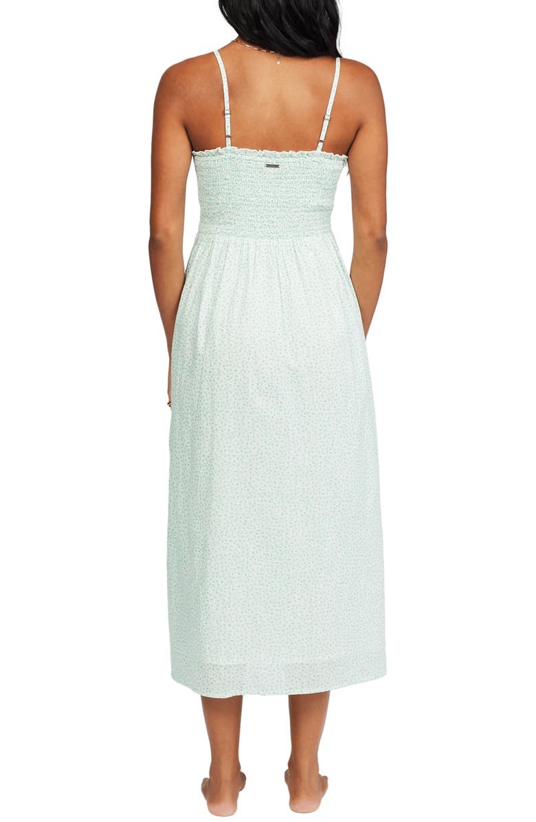 Billabong Baha Smocked Floral Midi Sundress, Alternate, color, Salt Crystal