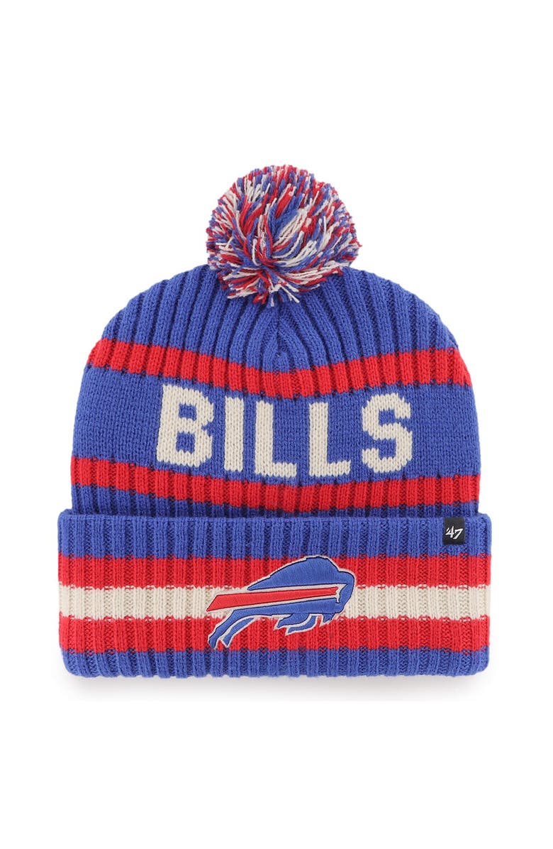 '47 Men's '47 Royal Buffalo Bills Bering Cuffed Knit Hat with Pom, Main, color,