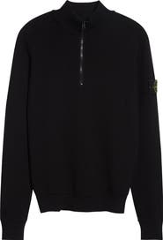 Stone Island Organic Cotton Rib Half Zip Sweater