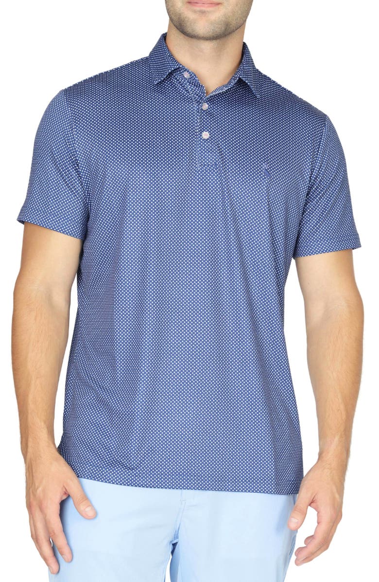 TailorByrd Mini Dot Print Performance Polo, Main, color, Navy