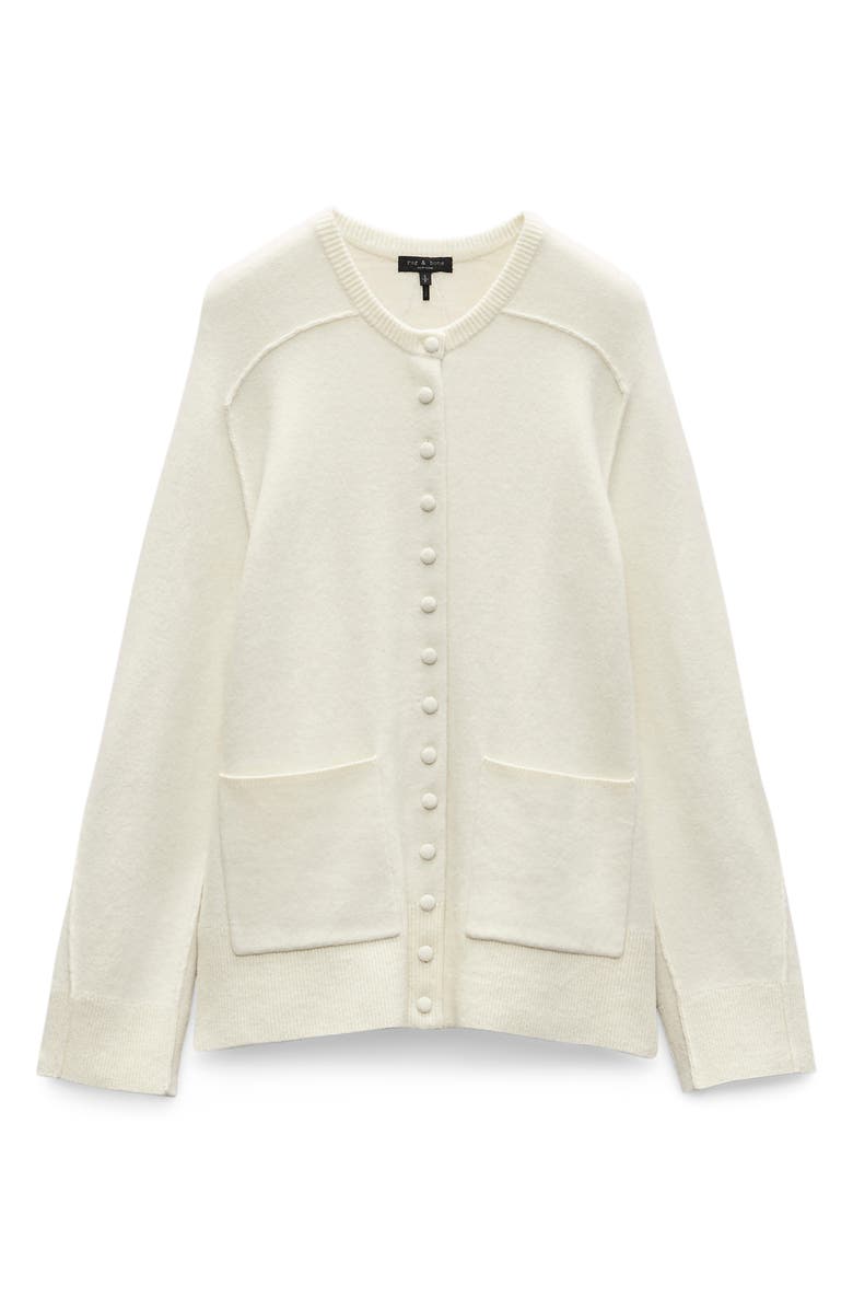 rag & bone Bridget Wool Blend Long Cardigan, Alternate, color, Ivory