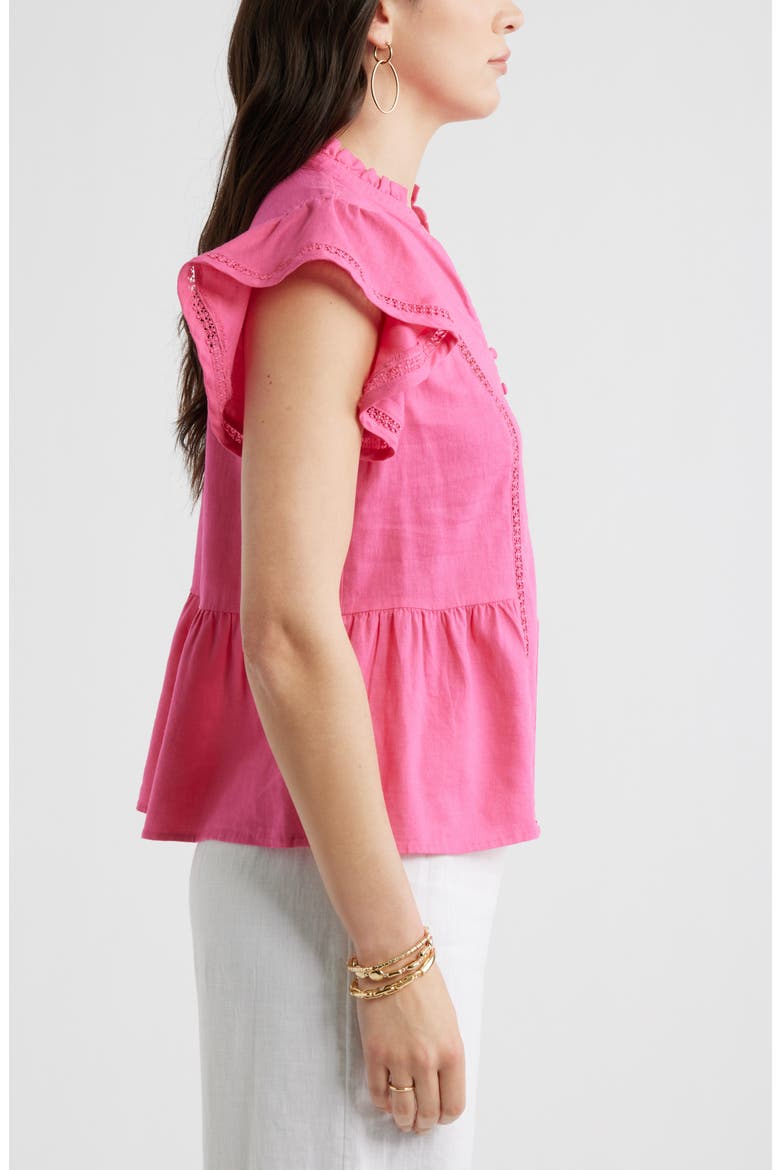 Ruffle Sleeve Popover Top, Alternate, color, PINK SHOCK