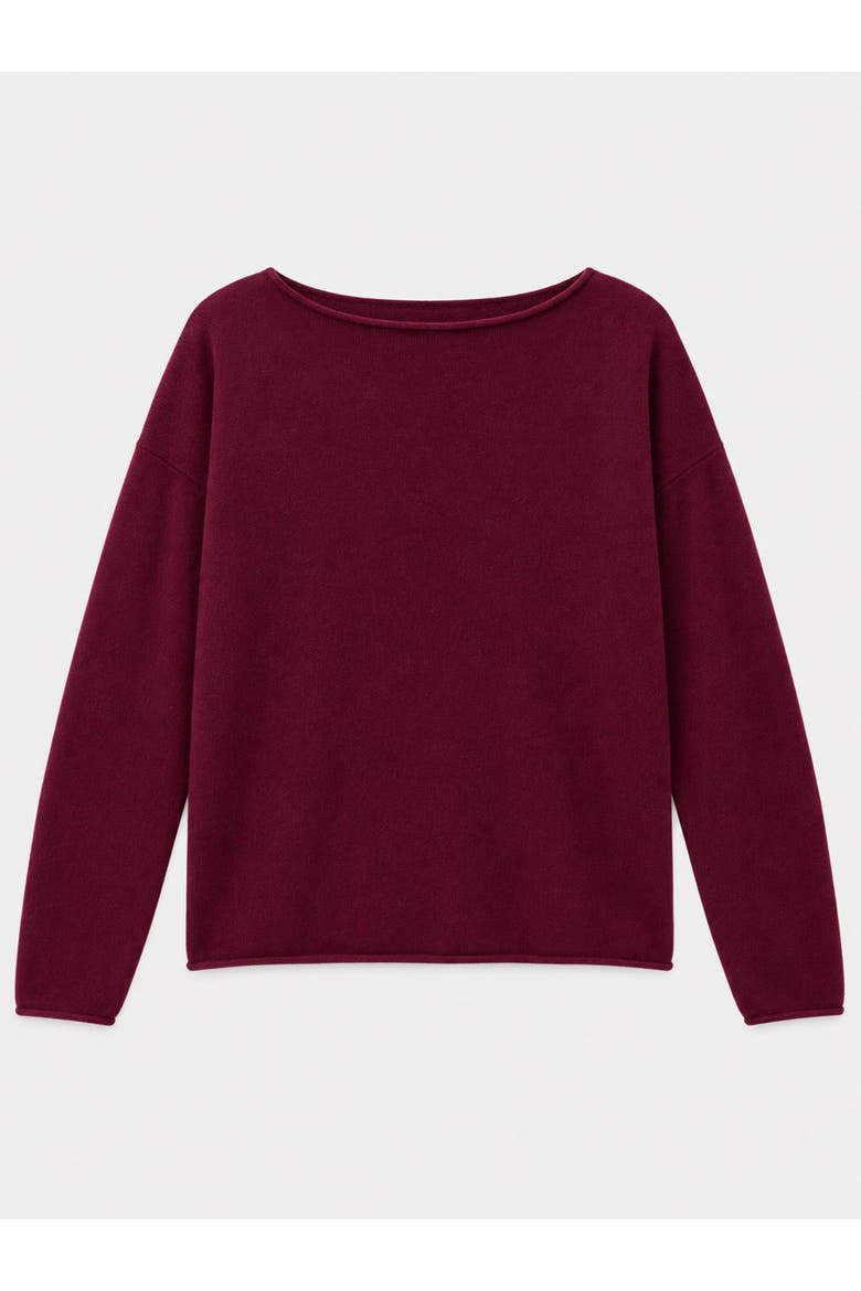 Cashmere Rolled-edge Boat-neck Sweater, Main, color, Wine Red