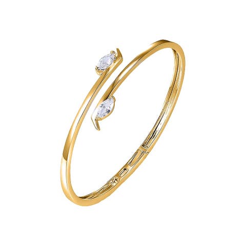 CZ Marquise Crossover Bangle Bracelet