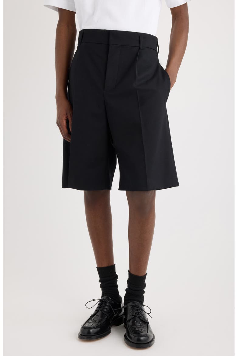 Le Short Ovalu Pleated Stretch Virgin Wool Shorts, Main, color, BLACK