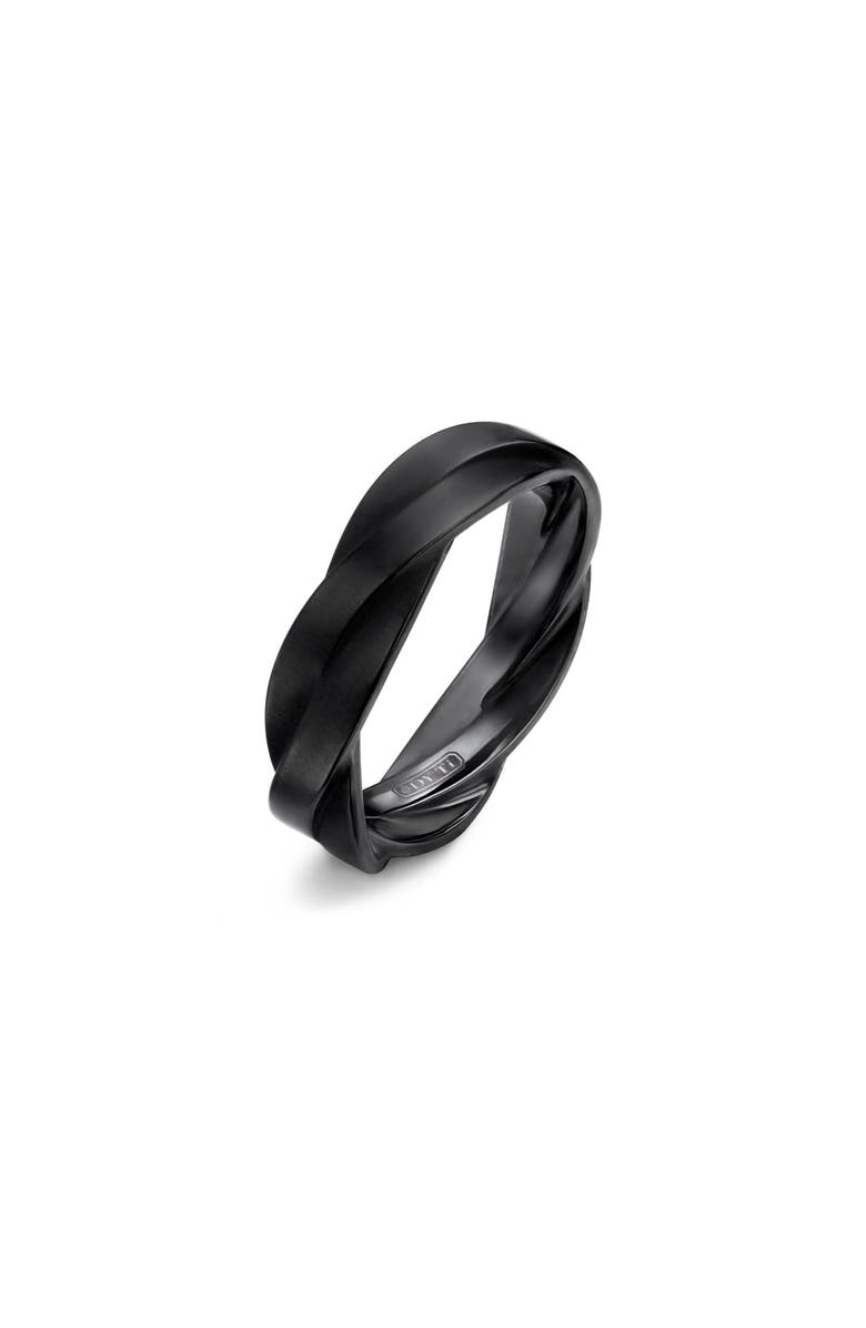 David Yurman Twisted Cable Band Ring in Black Titanium, Alternate, color, Black Titanium