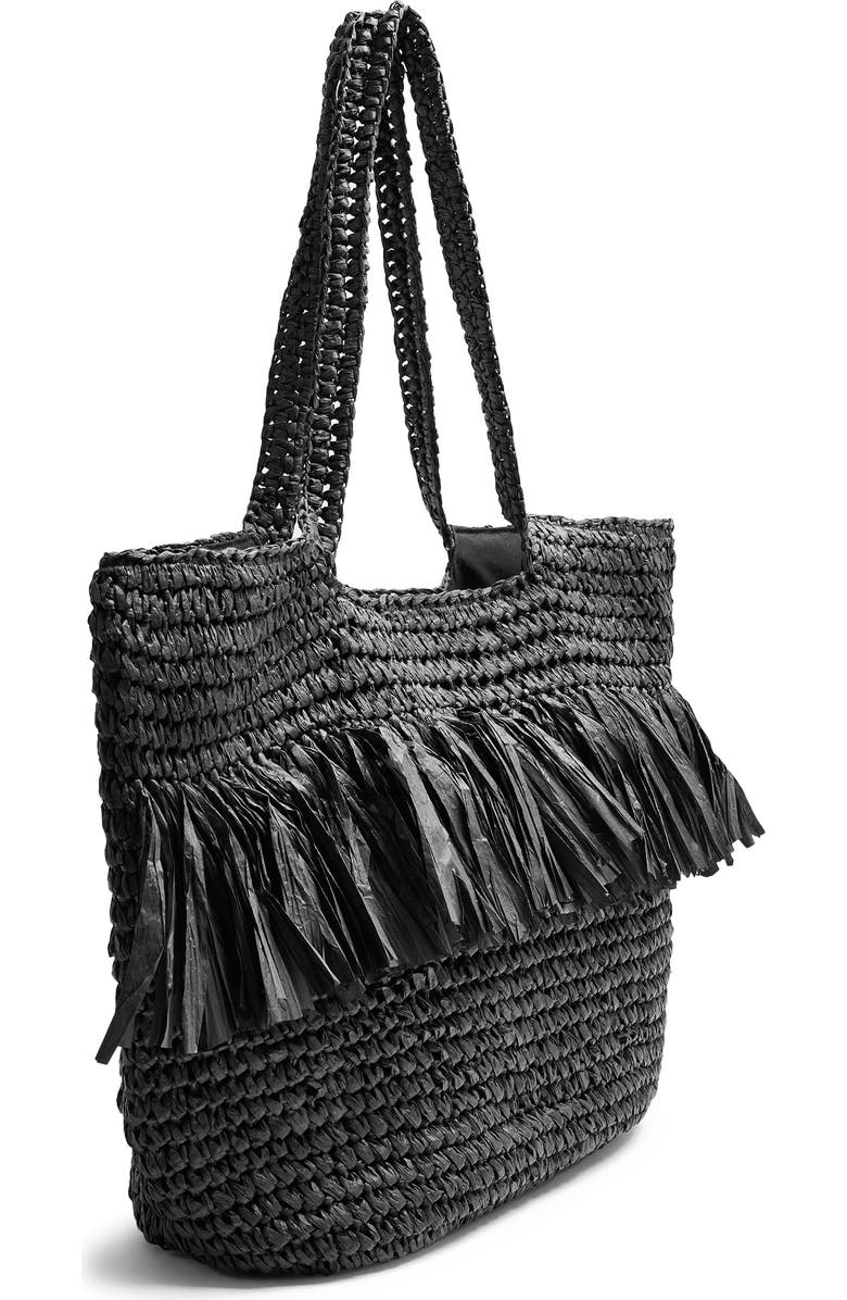 Topshop Fenn Fringe Straw Tote, Alternate, color,
