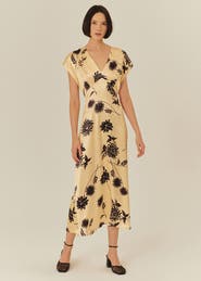 Exquise Floral Embroidered Viscose Dress