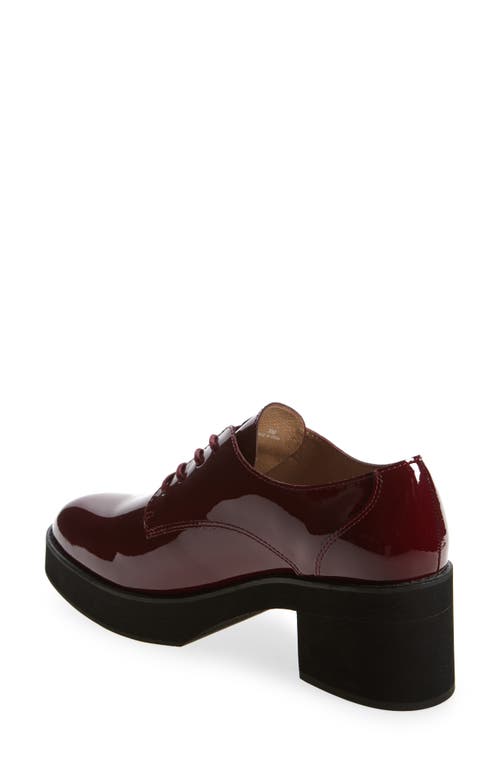 Eileen Fisher Judd Patent Leather Block-heel Oxfords In Bordeaux