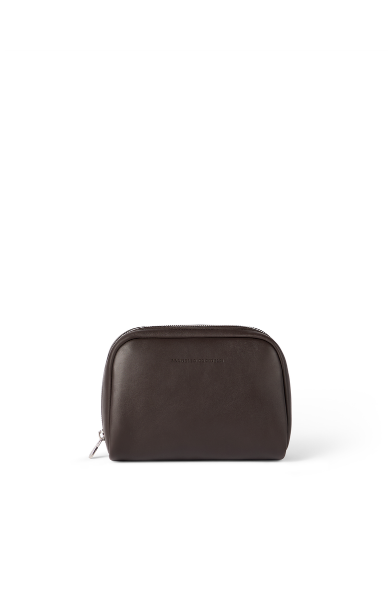 Calfskin beauty case, Main, color, Brown