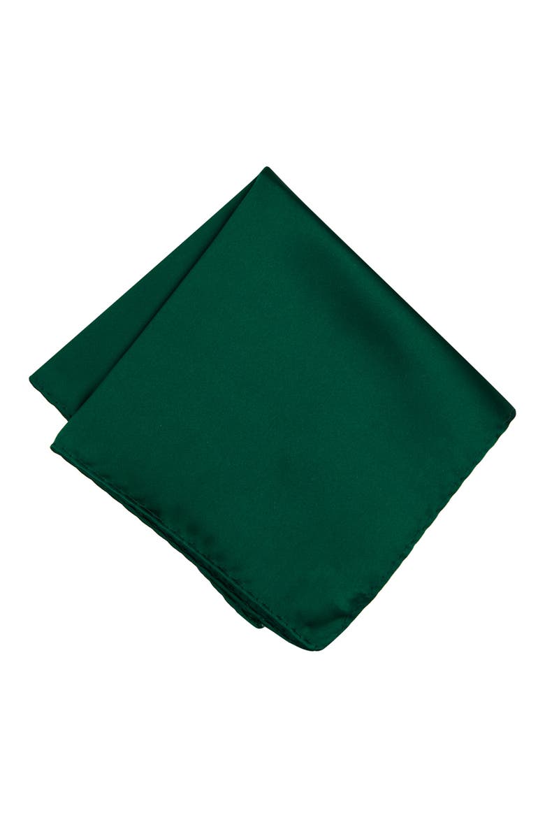 Men's Solid Satin Pocket Square, Main, color, EMERALD