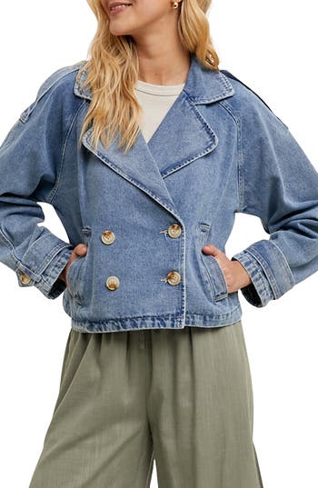 Wishlist Double Breasted Denim Jacket In Blue