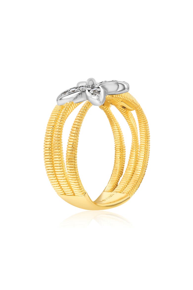 Golden Helix Three Row Double Flower Ring, Alternate, color, YELLOW
