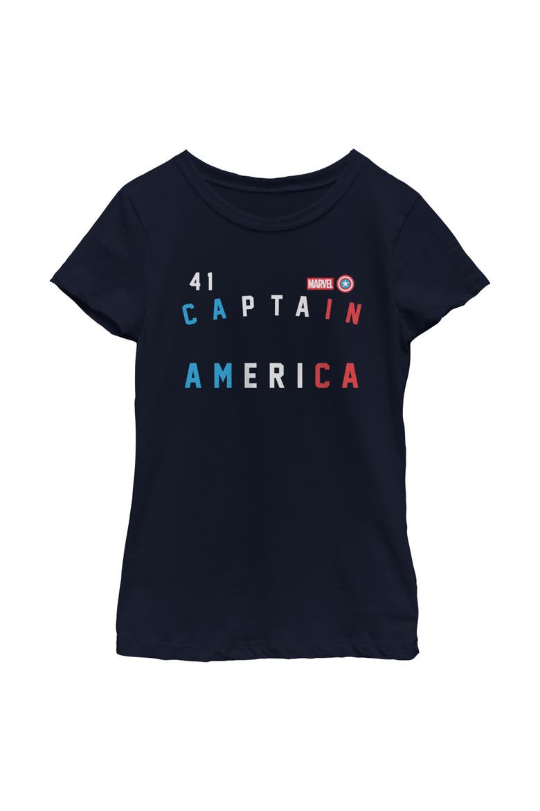 Girl's Marvel Forty One Captain  Graphic T-Shirt, Main, color, Navy Blue