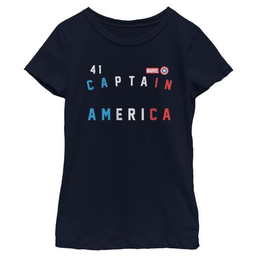 Marvel Kids' Girl's  Forty One Captain Graphic T-shirt In Blue