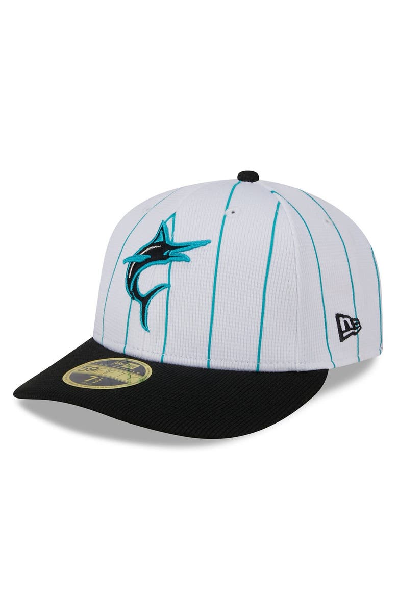 Men's New Era  White Miami Marlins 2025 Batting Practice Low Profile 59FIFTY Fitted Hat, Main, color, White
