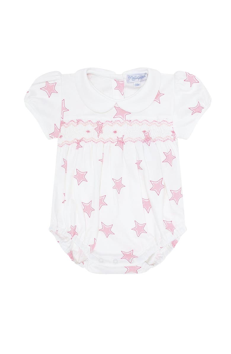 Nellapima Pink Stars Print Smocked Bubble - Baby, Alternate, color, Pink