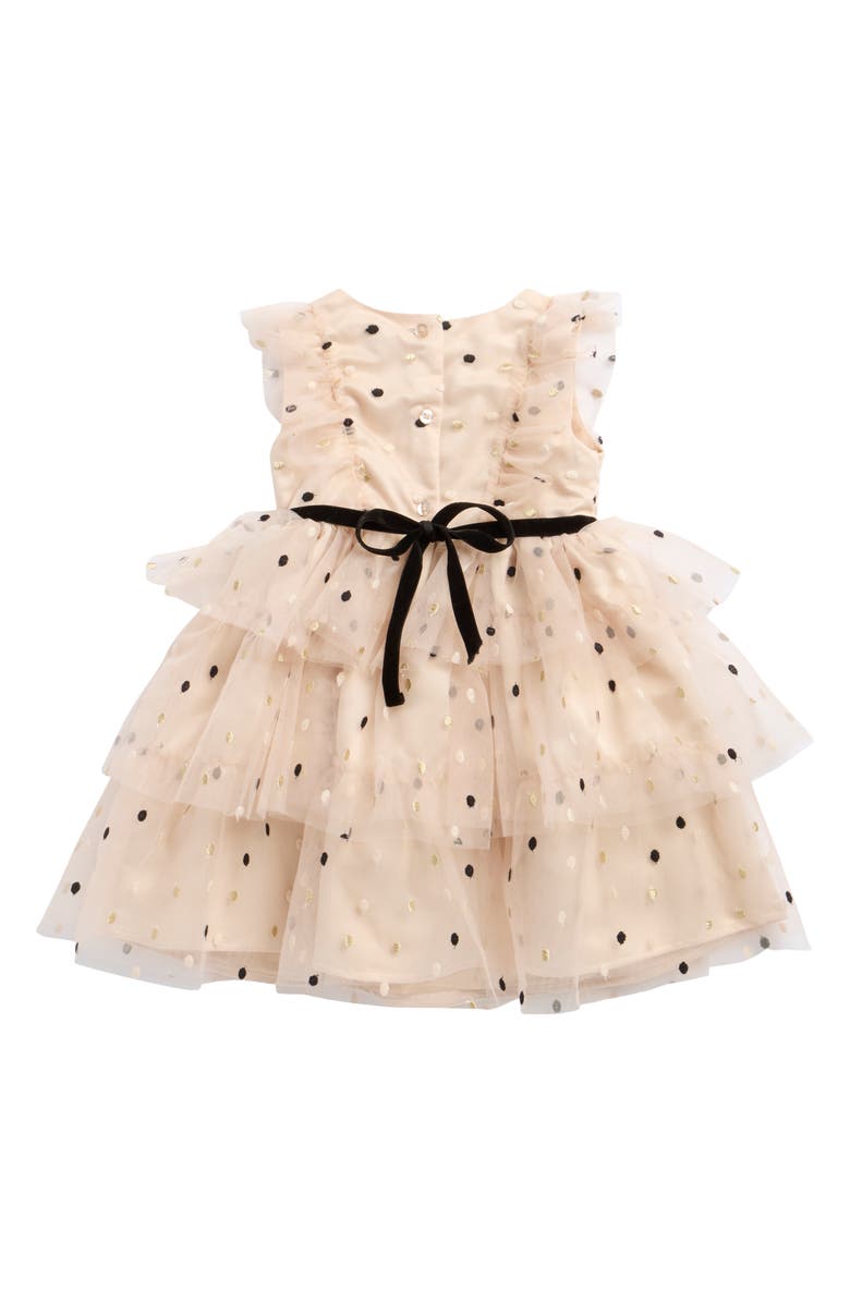 BLUEBERRY Kids' Embroidered Dot Tiered Party Dress, Alternate, color, Champagne / Multi