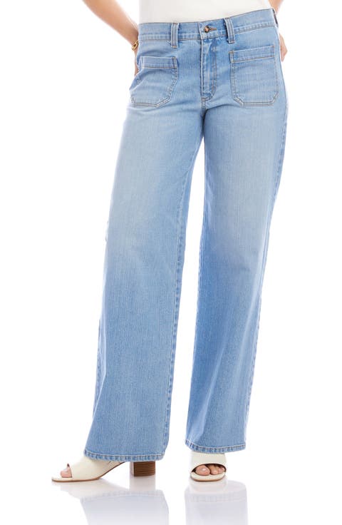 Lauren Patch Pocket High Waist Wide Leg Jeans