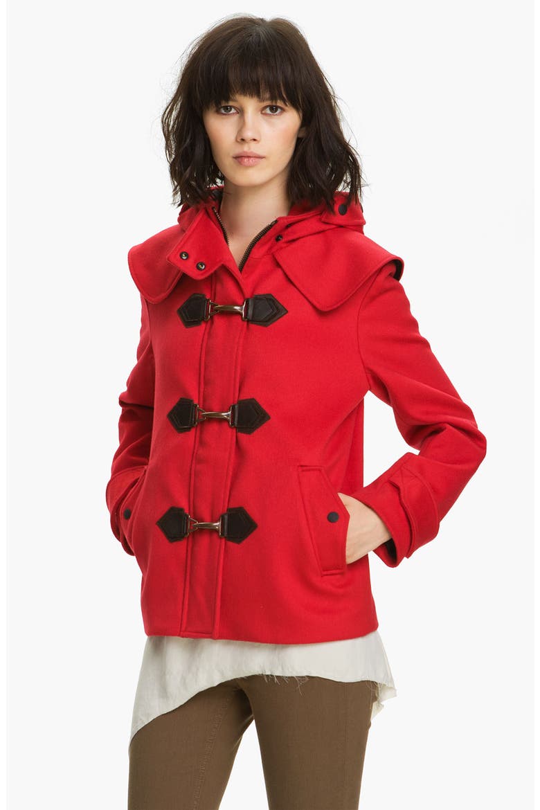 Crop Duffle Coat, Main, color, BRIGHT RED