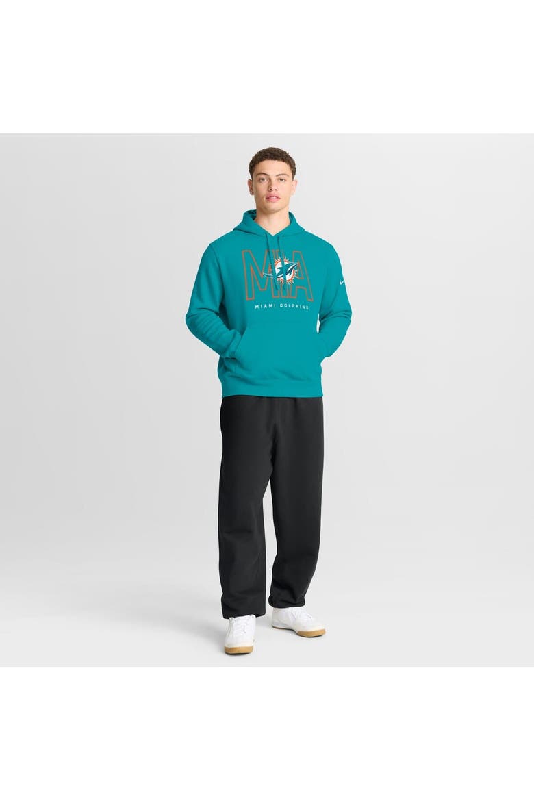 Men's Nike Aqua Miami Dolphins Busted Play Club Fleece Pullover Hoodie, Alternate, color, Aqua