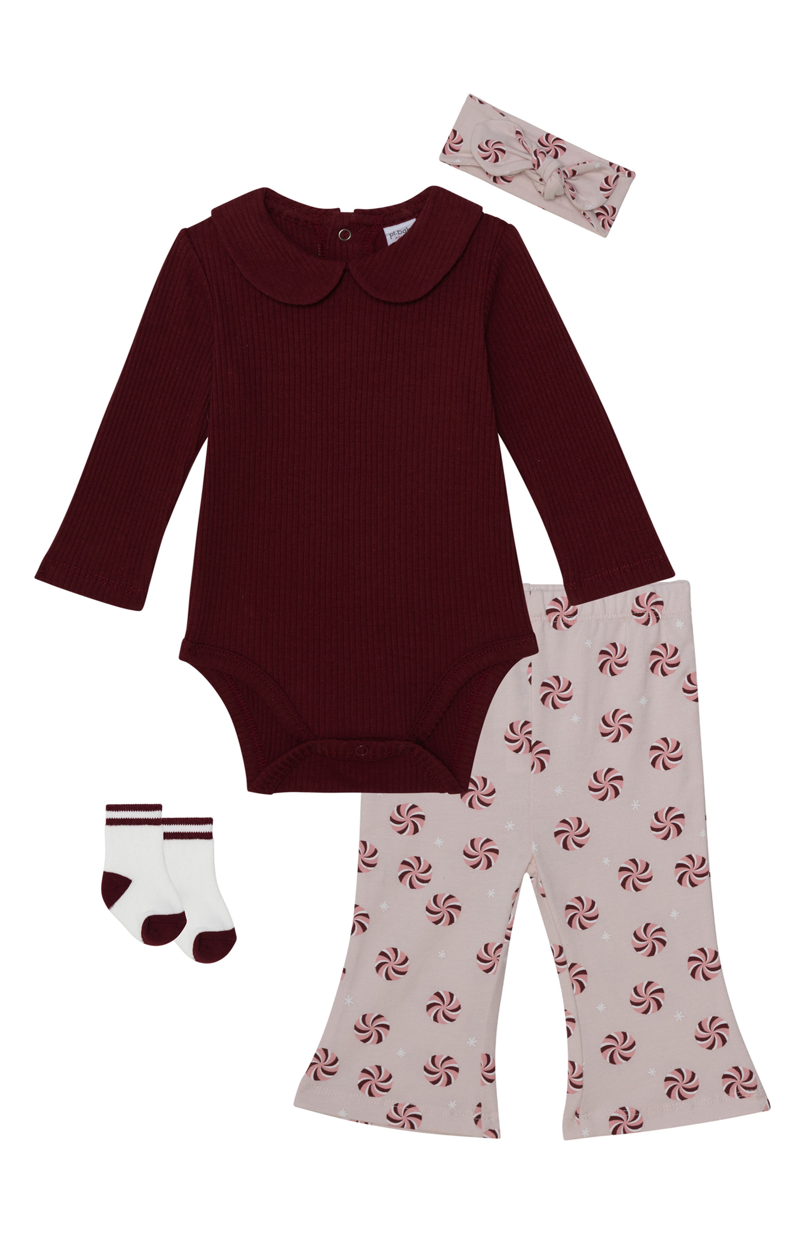 PL BABY BY PETIT LEM Bodysuit, Flare Pants, Socks & Headband Set
