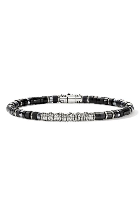 Men's Heishi Sterling Silver Onyx & Hematite Bracelet