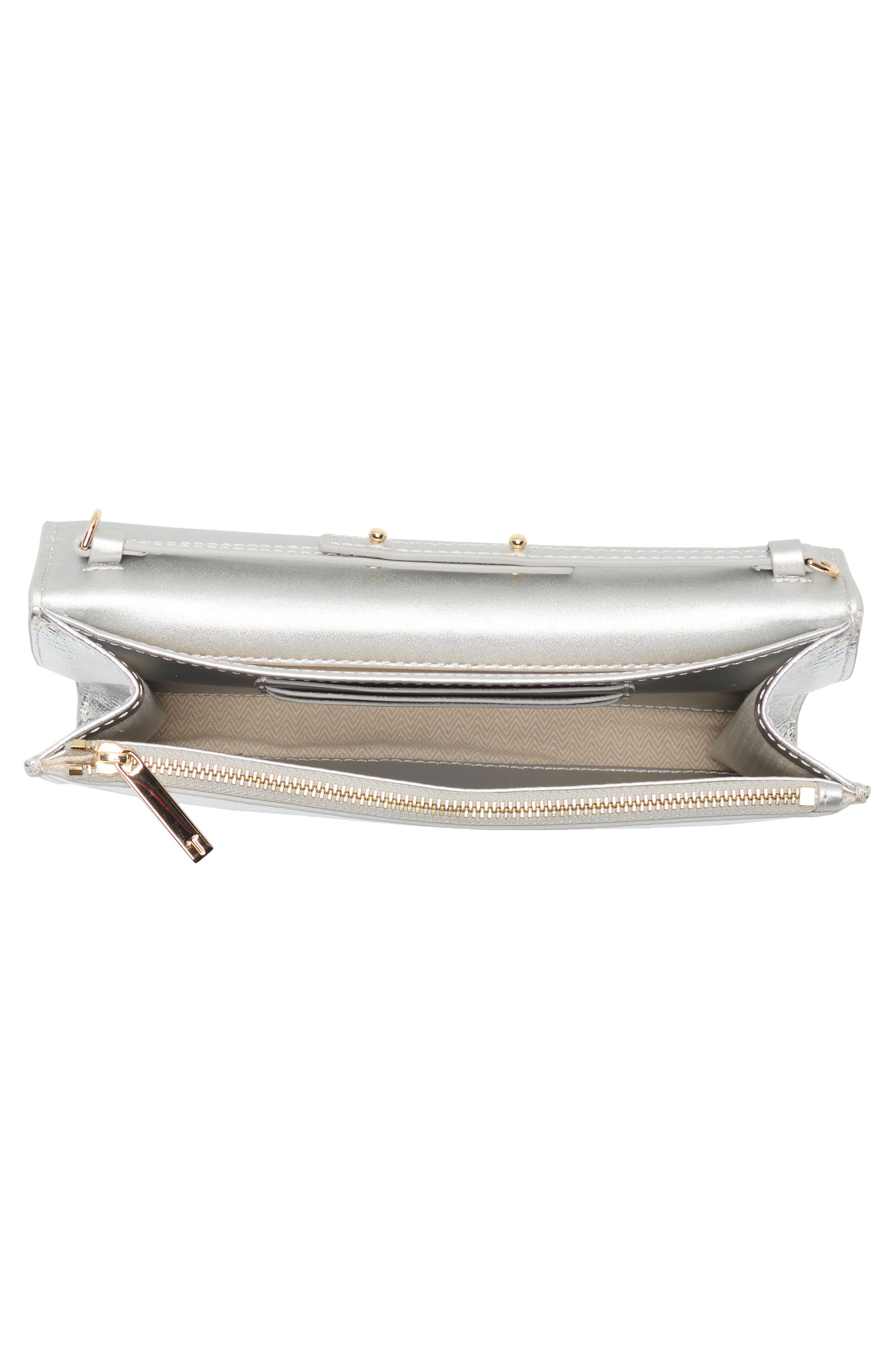 Luna Metallic Leather Crossbody Bag, Alternate, color, SILVER