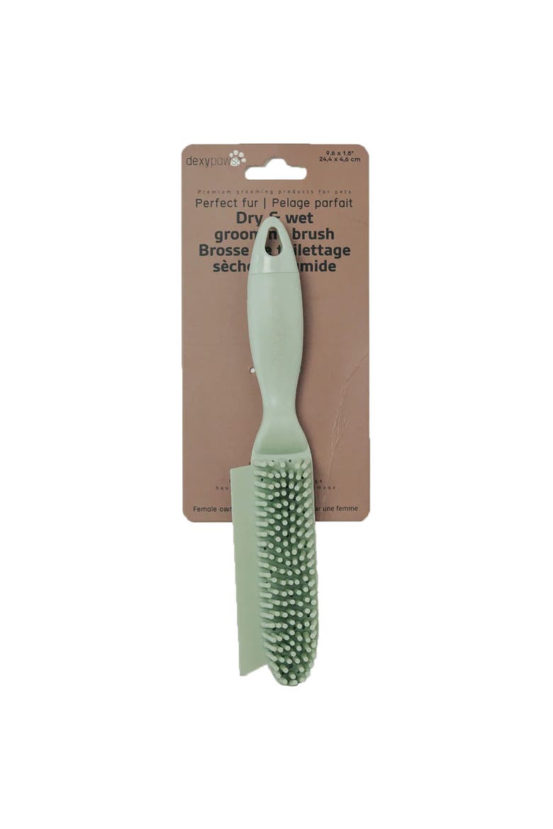 Pet Dry & Wet Grooming Brush, Sage Green, Dog & Cat Grooming Tool, Main, color, Green