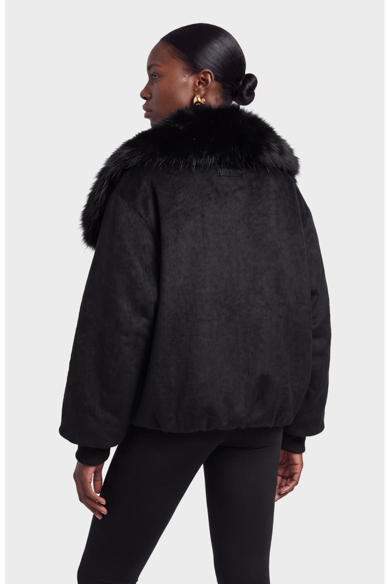 Zaria Coat With Faux Fur Collar, Alternate, color, Black