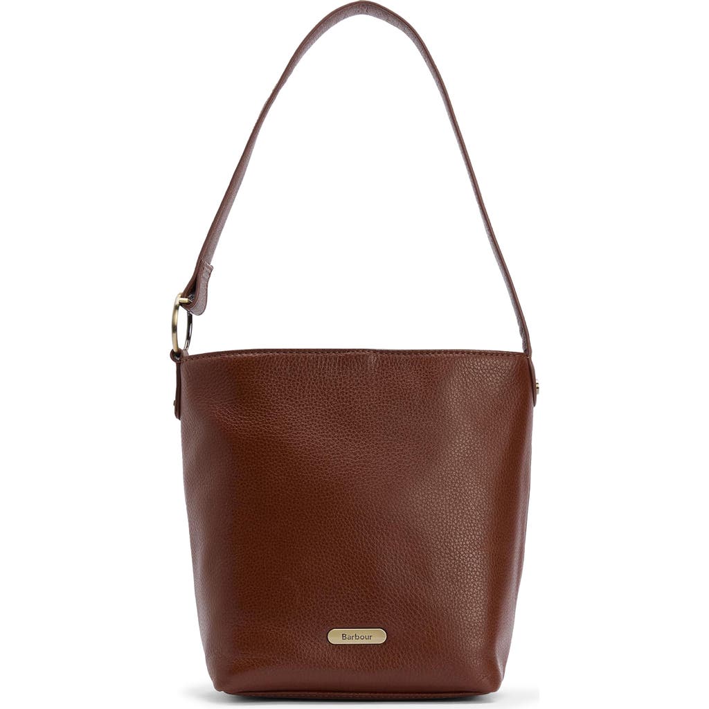 Barbour Cedar Leather Bucket Tote In Brown