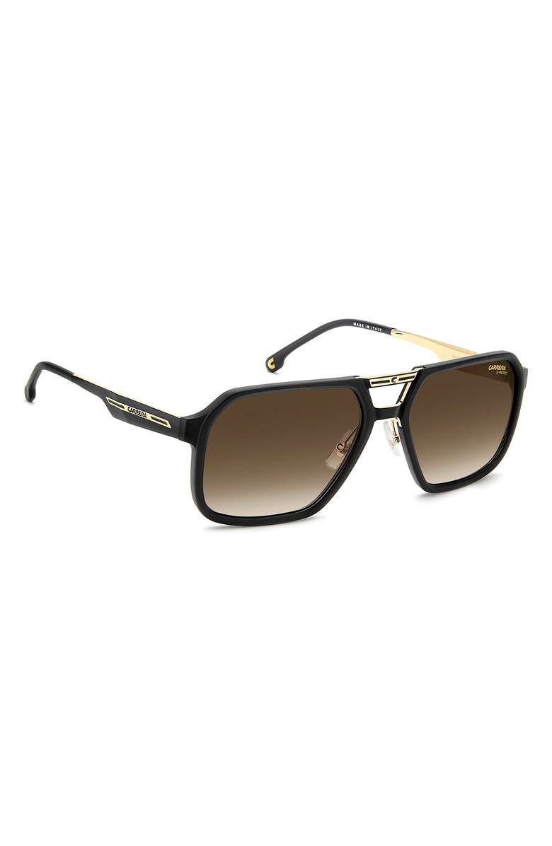 Carrera Eyewear Victory 59mm Gradient Square Sunglasses, Alternate, color, Black/ Gold/ Brown/ Green