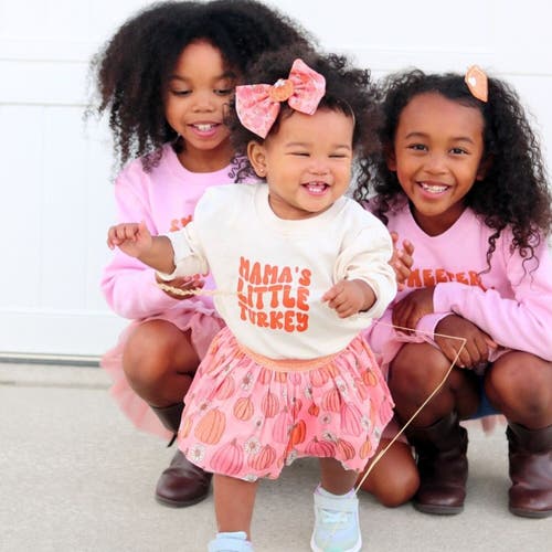Sweet Wink Mama's Little Turkey Thanksgiving Long Sleeve Romper In Neutral