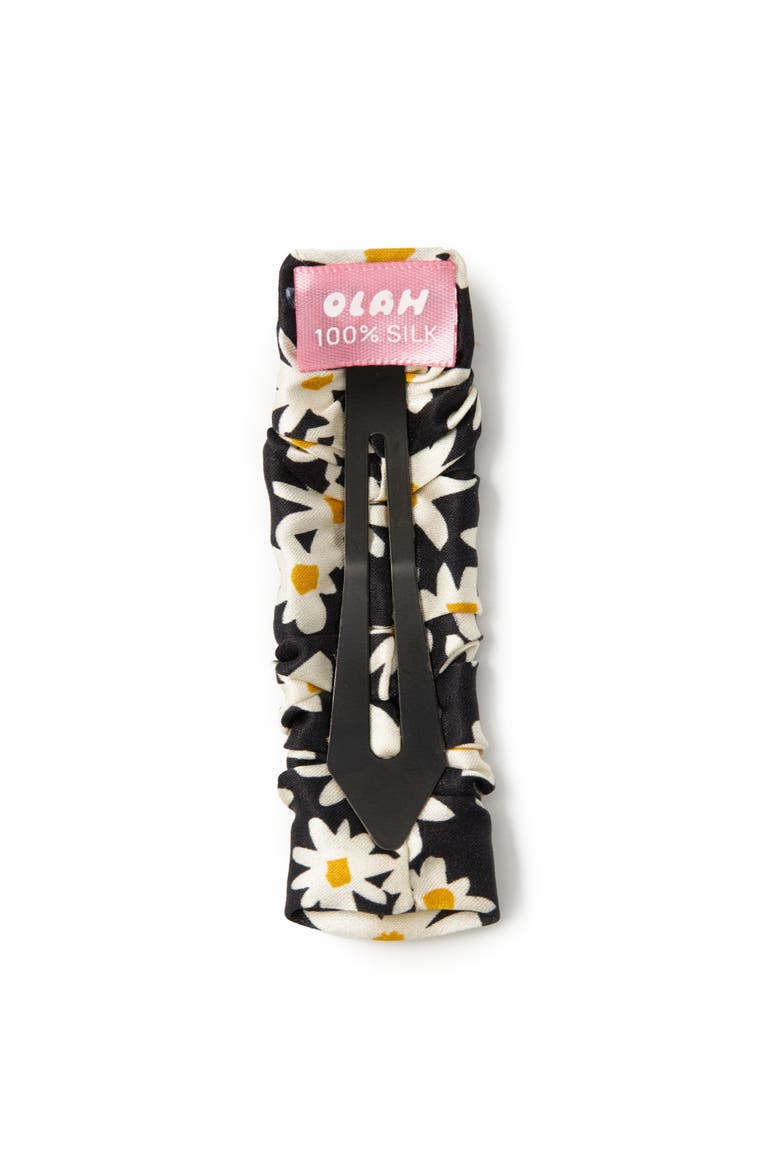 Daisy Silk Hair Barrette Clip, Alternate, color, Black & White