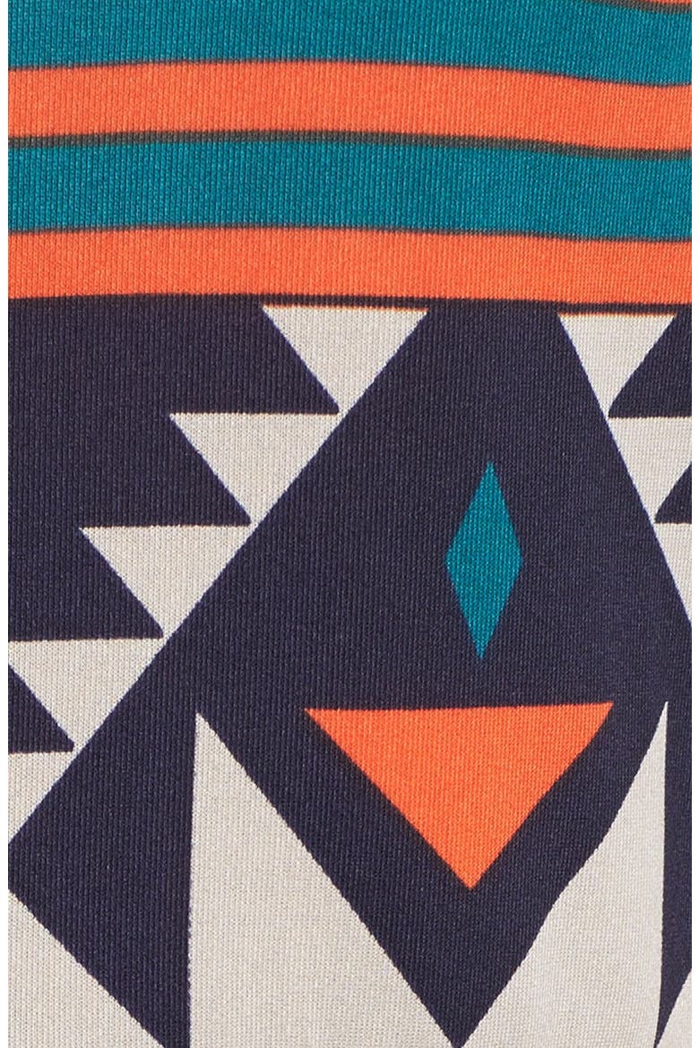 dee elle Geometric Pattern Skater Dress, Alternate, color, ORANGE/ NAVY