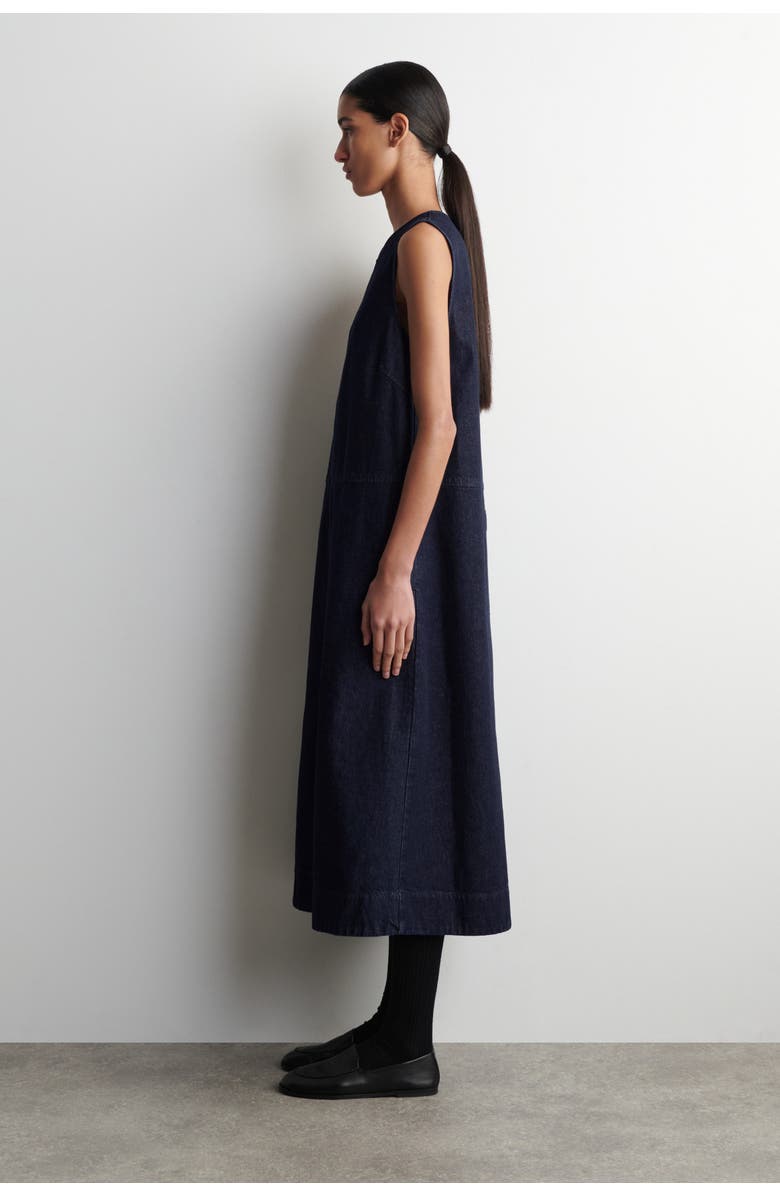 COS A-Line Denim Midi Dress, Alternate, color, Indigo