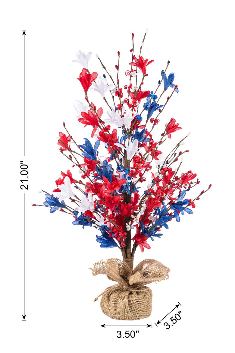 21"H Patriotic Americana Floral Table Tree, Alternate, color, Blue