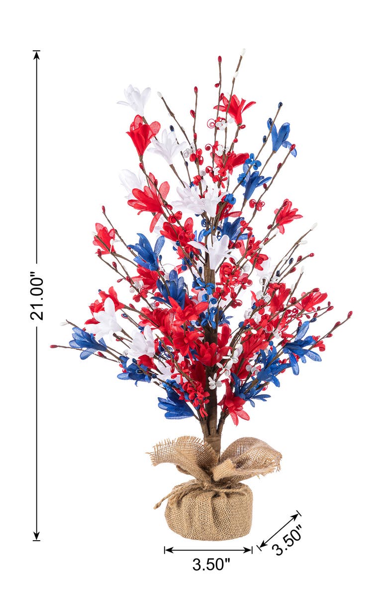 Glitzhome 21"H Patriotic Americana Floral Table Tree, Alternate, color, 