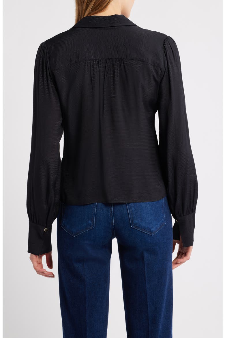 Camu Jacquard Button-Up Shirt, Alternate, color, BLACK