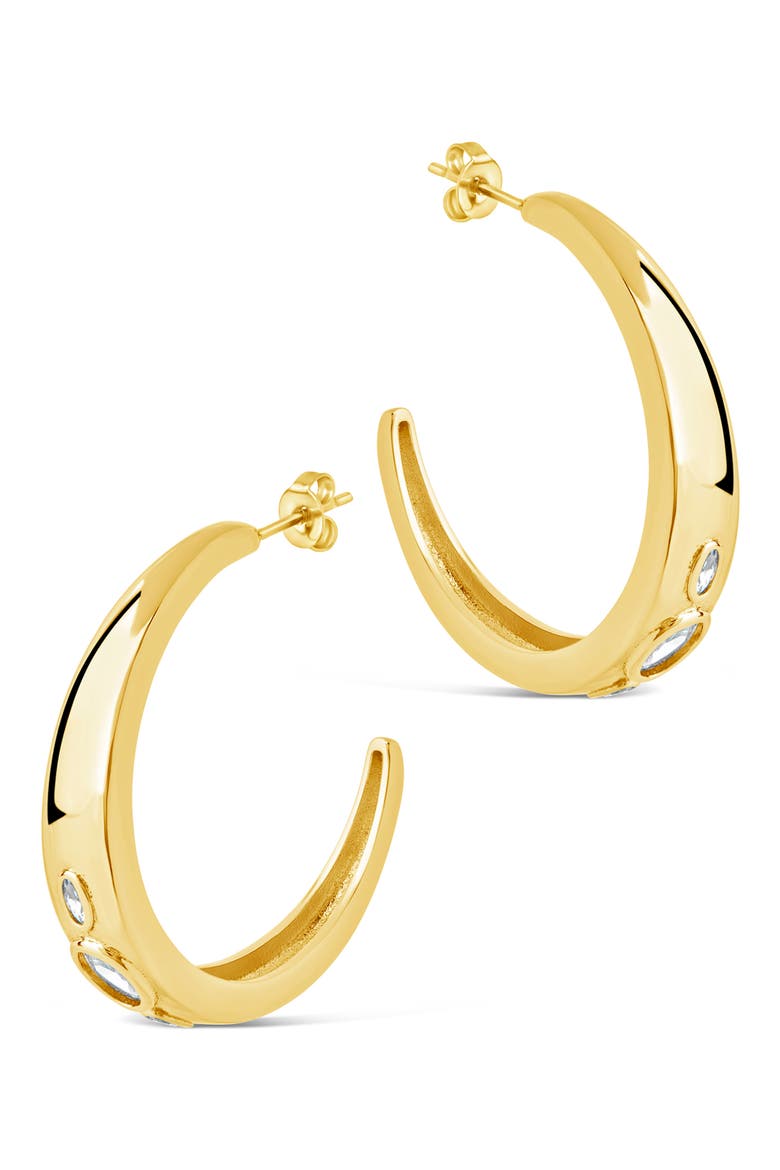 Soren Cubic Zirconia Hoop Earrings, Alternate, color, GOLD