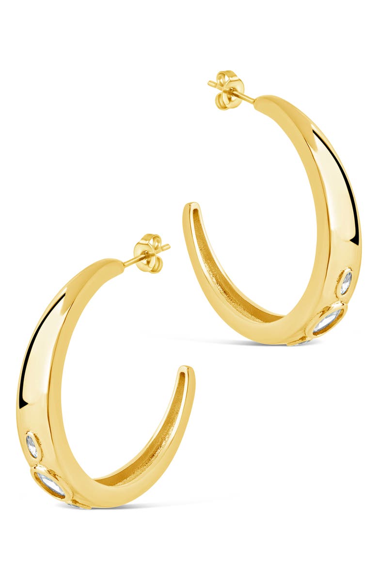 Sterling Forever Soren Cubic Zirconia Hoop Earrings, Alternate, color, Gold