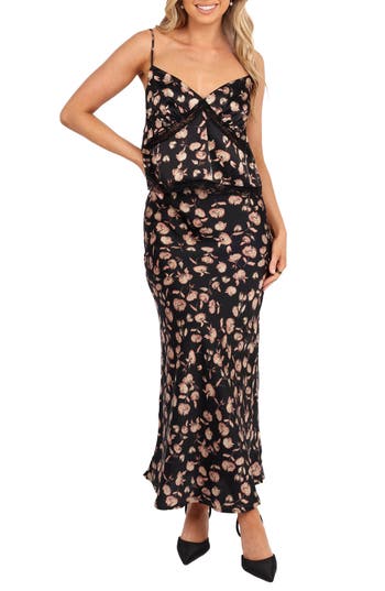 Petal & Pup Aurelia Lace Trim Floral Camisole & Matching Skirt Set in Black Floral at Nordstrom Rack, Size X-Small