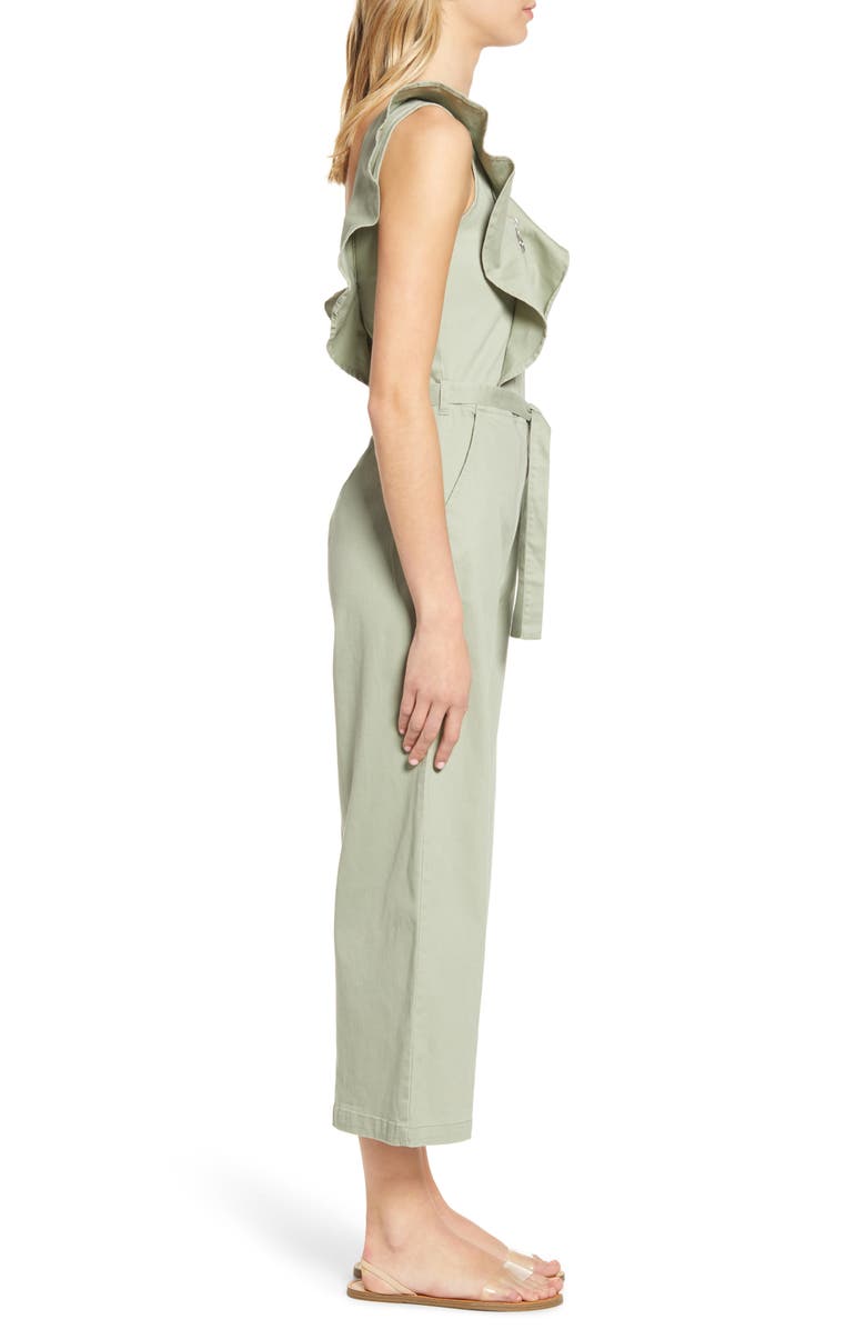 Tinsel Ruffle Strap Belted Jumpsuit, Alternate, color, 