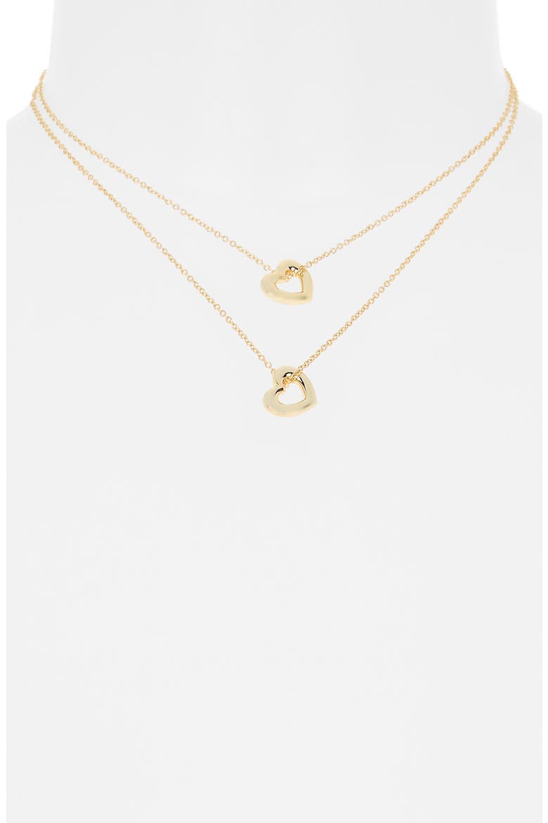 Together Is My Favorite Place To Be Set of 2 Open Heart Pendant Necklaces, Alternate, color, GOLD