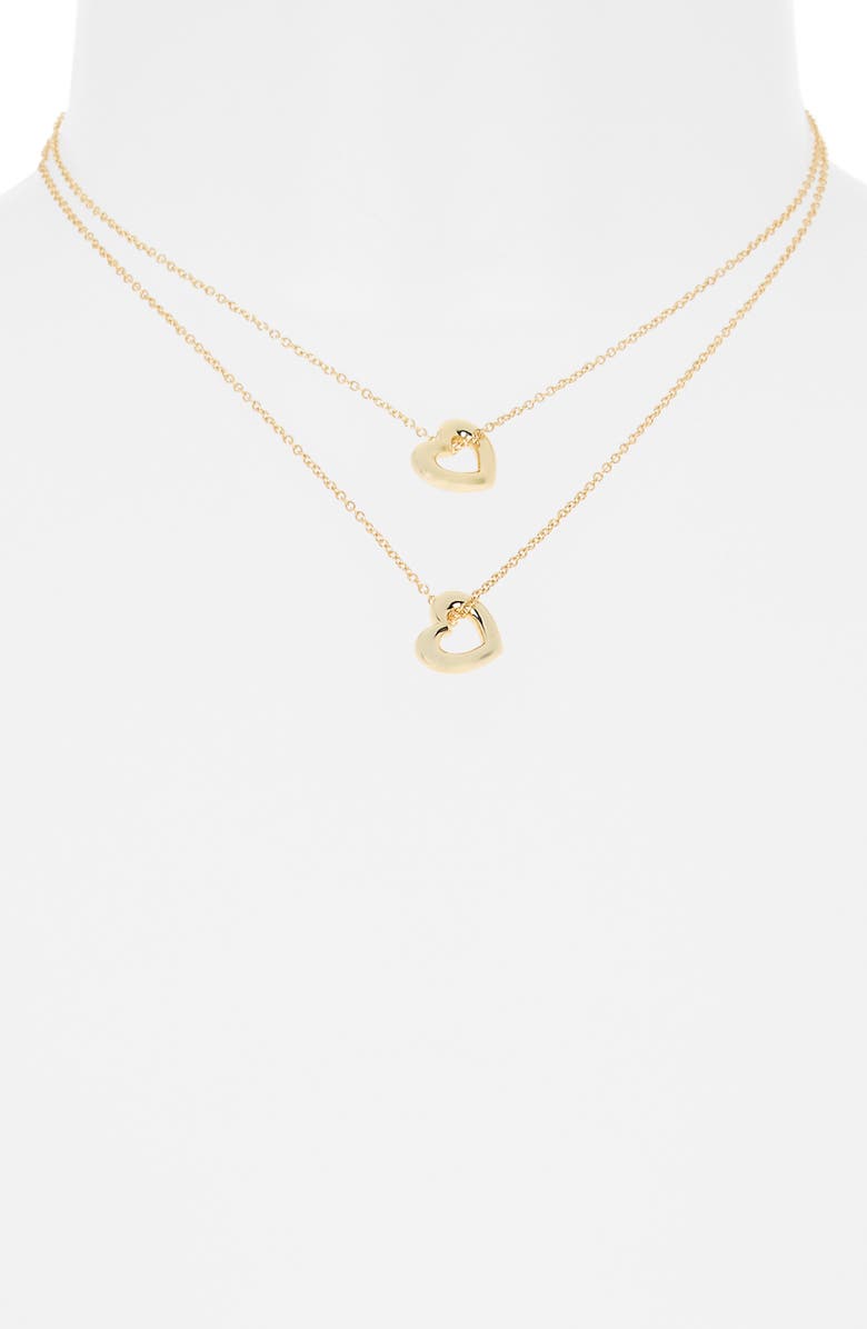 Leith Together Is My Favorite Place To Be Set of 2 Open Heart Pendant Necklaces, Alternate, color, Gold